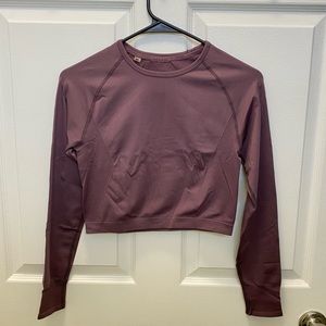 NWOT MyProtein Athletic Long Sleeve Crop Top Burgundy
